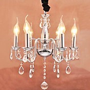 60w 6-lumière de cristal de lumière pendante en fonction de bougie