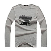 Men's Round Collar Cotton Long Shorts T-shirt (Gray)