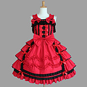 Sleeveless Knee-length Red Cotton Aristocrat Lolita Dress