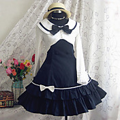Long Sleeve Knee-length Blue Cotton School Lolita Dress