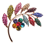 Crystal Inlaid Dazzle Color Flower And Leaves Alloy Brooch