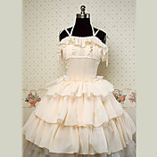 Sleeveless Knee-length Beige Cotton Princess Lolita Dress