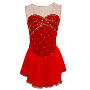 Girl's Figure Elastic Net Skating Dress (Red)