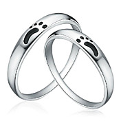 Charming 925 Sterling Silver with Footprint Couple's Rings