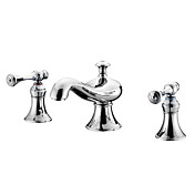 Chrome Finish Two Handles Widespread Contemporary Bathroom Sink Faucet