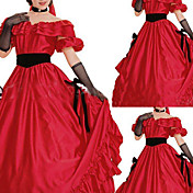 Short Sleeve Floor-length Red Satin Aristocrat Lolita Dress