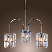 Lámpara Chandelier Contemporánea de Cristal Cromada con 3 Bombillas - COFFEE