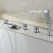 Contemporânea Chrome Cachoeira torneira da banheira generalizada Concluir com chuveiro de mão