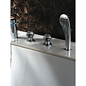 Contemporary Two Handles Color Changing LED Waterfall Glass Tub Faucet Chrome Finish