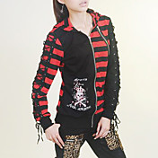 Long Sleeve Black and Red and White Cotton Punk Lolita T-Shirt