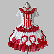 Kortærmet Knælang White Cotton Ruffle Bow Aristocrat Lolita Dress