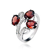 925 Sterling Silver naturale anello Granato (1.4carat) (5 * 7mm)
