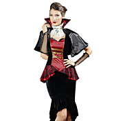 Sexy Zwarte en Rode Polyester Vampire Kostuum (3 stuks)