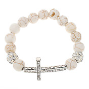 Cross Imitation Ivory Turquoise Diamond Ball Bracelet