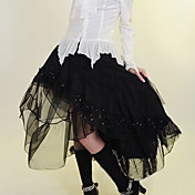 Floor-length Black Cotton Gothic Lolita Skirt