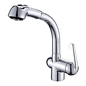 Contemporary Chrome Finish Single Handle Centerset Kitchen Faucet