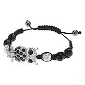 Owl Pattern Diamond Ball Hand-knitted Shambhala Bracelet Blue