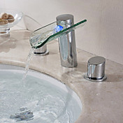 Due maniglie Chrome Color Finish Cambiare LED cascata diffuso rubinetto lavandino del bagno