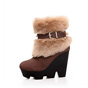 Suede Wedge Heel Ankle Boots With Buckle / Fur Party / Evening Shoes (More Colors)