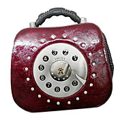 Handmand Retro Style Wine Red Phone Pattern PU Leather Classic Lolita Handbag with Drill