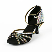 Women's Satin / Rhinestone Upper Ankle Strap Latin / Salsa Dance Performance Shoes