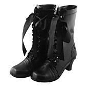 Håndlavet Sort PU Læder 6cm High Heel Classic Lolita Boots