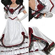 Short Sleeve Floor-length White Satin Gothic Lolita Dress