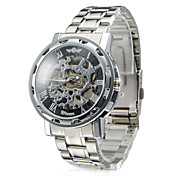 hombre de acero reloj de pulsera analógico mecánico (plata)