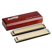 EASSTTOP - (T24-9) 24 Holes Tremolo Harmonica with Wooden Box (2 Keys-Pack)