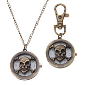 Unisex skelet stijl legering analoge quartz sleutelhanger ketting horloge (Brons)