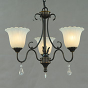 40W Lampadario antico vetro progettato con 3 luci