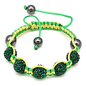 Shamballa Style Green Beads Rope Woven Bracelet