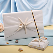 estrellas de mar y conchas de mar playa de boda temática libro de visitas y pluma conjunto