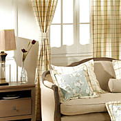 (Deux panneaux) classique chèque de 100% rideaux doublés de coton jacquard
