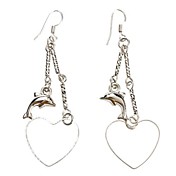 Dolphin melocotón Corazón Pendientes de formas Platinum