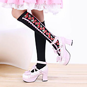 Strawberry Pattern Black Cotton Country Lolita Stockings