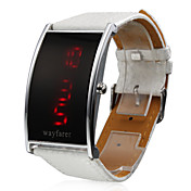 Elegante Damen Uhr mit LED Anzeige, Silber Rahmen und weißem PU Leder Armband