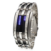 führte Bule-Licht stellige Edelstahl Armbanduhr mit Wochentag-Anzeige