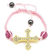 Shamballa Style Golden Cross Bracelet(Pink)