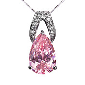 Elegant 925 Silver med cubic zirconia Plating Platinum Dame halskæde