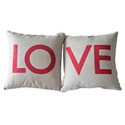 conjunto de 2 amor fronha de algodão / linho decorativo