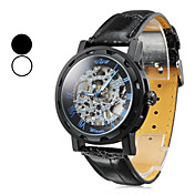 Hombre Estilo hueco pu analógico reloj de pulsera mecánico (negro)