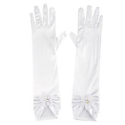 Flower Girl élastiques en satin coude Fingertips gants de mariage longueur avec fleurs (plus de couleurs)