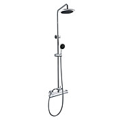 Chrome Finish Wall Mount Contemporary Thermostatic Shower Faucet with 8 Inch Shower Head and Hand Shower