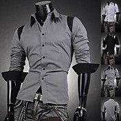 Men's Fashion Color Block Slim Shirt