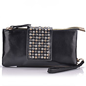 Women's Rivet Leather Clutch Bag