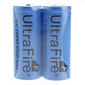 UltraFire 3.7V 6000 mAh LC 26650 batteria Li-ion ricaricabile (2-pack)