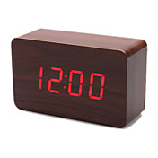 4,5 "de madera de estilo digital despertador termómetro (marrón, usb/4xaaa)