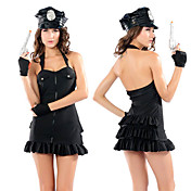 Frisky Black Dacron Zip-up Dress Police Uniform(3 Pieces)