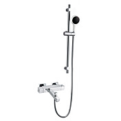 Wall Mount Chrome Finish Moderne Termostatisk Sliding Dusj Blandebatteri med 8 Inch dusjhode og hånddusj